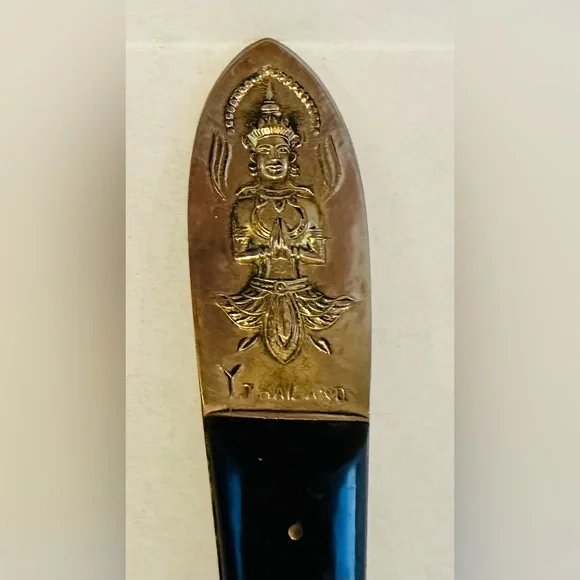 Vintage Siam (Thailand) Brass & Wood Serving Set - Picture 8 of 12